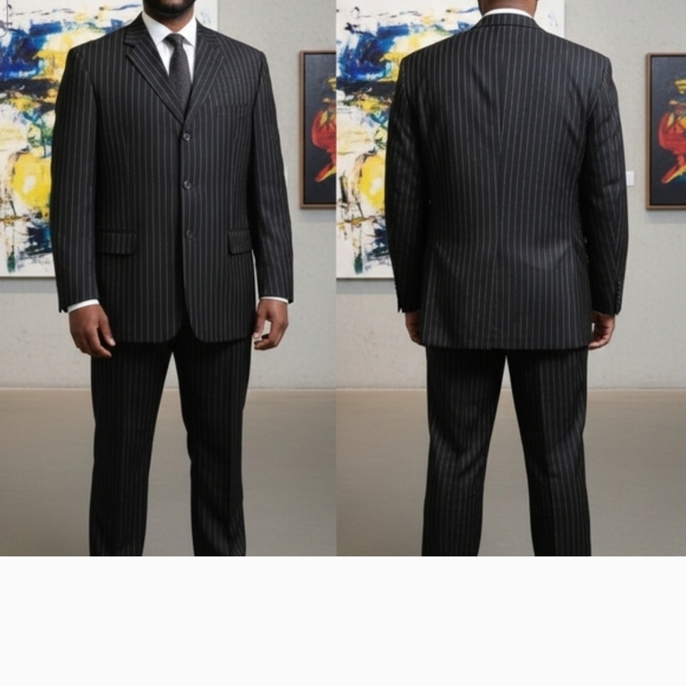 Elegant Black Pinstripe Men's Suit